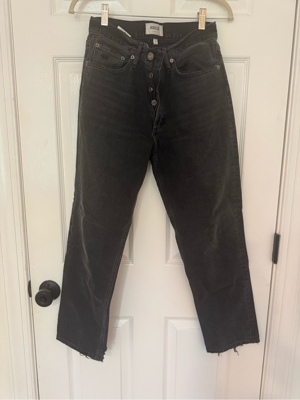 AGOLDE Lana Black Ripped Hem Jean